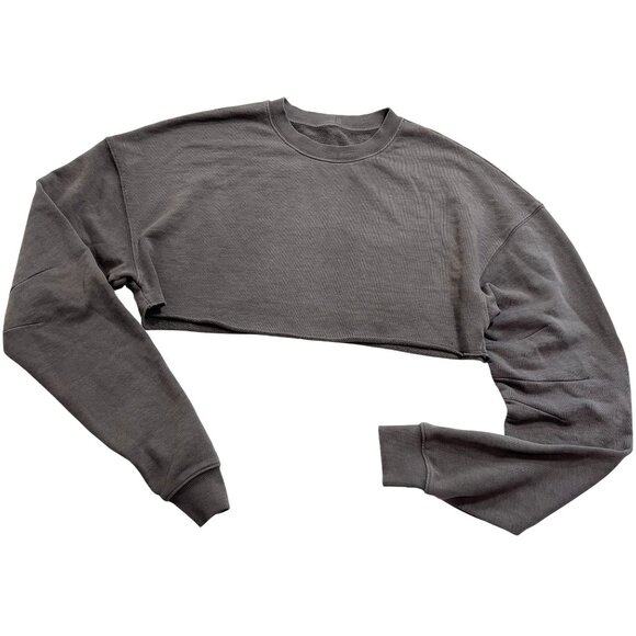 ALO Yoga Washed Extreme Cropped Pullover in Cool Gray Wash - Picture 1 of 4